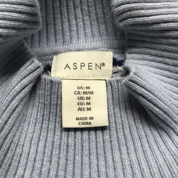 Aspen Fair Isle Funnel Neck Ribbed Blue Winter Holiday Sweater Women M - Picture 6 of 12